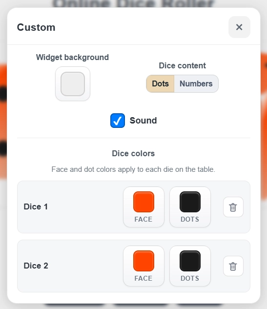 Dice Roller Customization Options